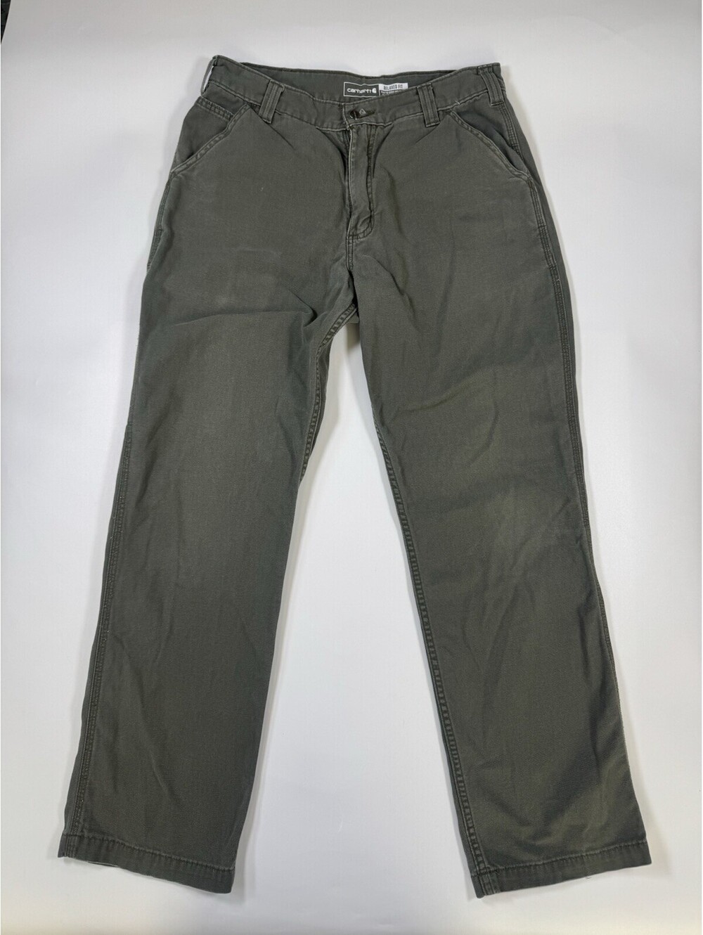 Carhartt Relaxed Fit Carpenter Work Pants 34x34 (32x32) Gray Distressed Canvas